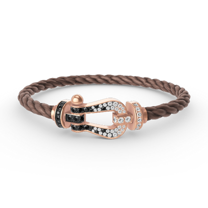 [Loran]FORCE LARGE HORSESHOE BLACK & WHITE DIAMOND BRACELET - ROSE GOLD