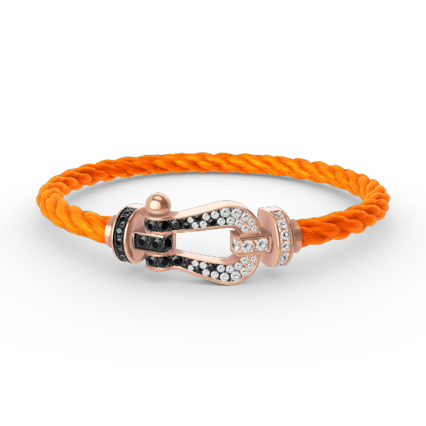 [Loran]FORCE LARGE HORSESHOE BLACK & WHITE DIAMOND BRACELET - ROSE GOLD