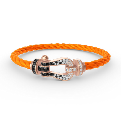[Loran]FORCE LARGE HORSESHOE BLACK & WHITE DIAMOND BRACELET - ROSE GOLD