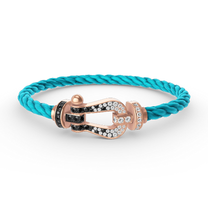 [Loran]FORCE LARGE HORSESHOE BLACK & WHITE DIAMOND BRACELET - ROSE GOLD