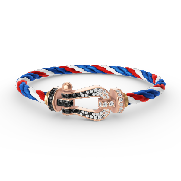 [Loran]FORCE LARGE HORSESHOE BLACK & WHITE DIAMOND BRACELET - ROSE GOLD