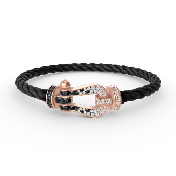 [Loran]FORCE LARGE HORSESHOE BLACK & WHITE DIAMOND BRACELET - ROSE GOLD
