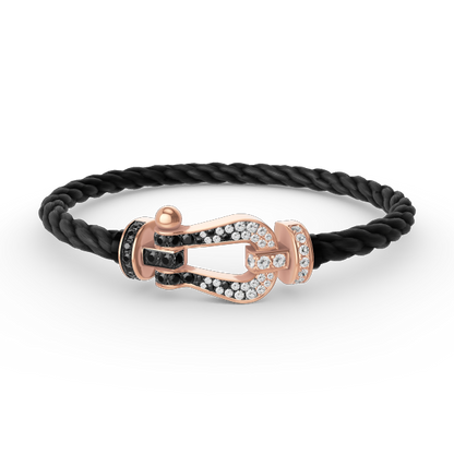 [Loran]FORCE LARGE HORSESHOE BLACK & WHITE DIAMOND BRACELET - ROSE GOLD