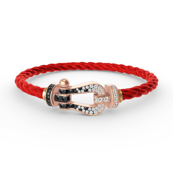 [Loran]FORCE LARGE HORSESHOE BLACK & WHITE DIAMOND BRACELET - ROSE GOLD