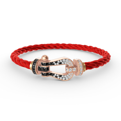 [Loran]FORCE LARGE HORSESHOE BLACK & WHITE DIAMOND BRACELET - ROSE GOLD