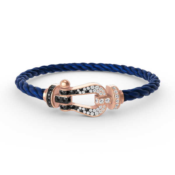 [Loran]FORCE LARGE HORSESHOE BLACK & WHITE DIAMOND BRACELET - ROSE GOLD