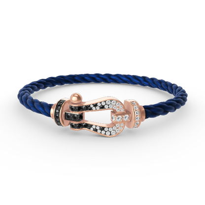 [Loran]FORCE LARGE HORSESHOE BLACK & WHITE DIAMOND BRACELET - ROSE GOLD