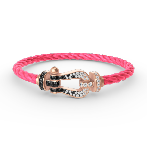 [Loran]FORCE LARGE HORSESHOE BLACK & WHITE DIAMOND BRACELET - ROSE GOLD