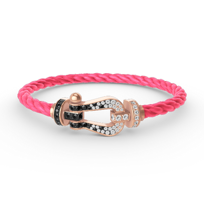 [Loran]FORCE LARGE HORSESHOE BLACK & WHITE DIAMOND BRACELET - ROSE GOLD