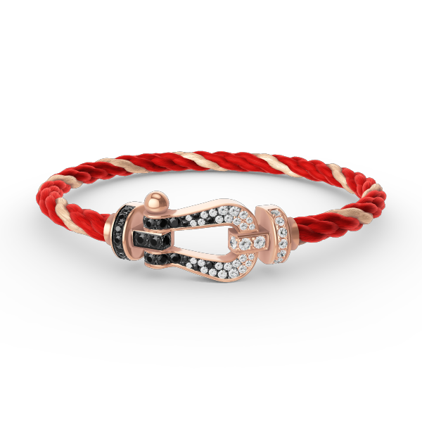 [Loran]FORCE LARGE HORSESHOE BLACK & WHITE DIAMOND BRACELET - ROSE GOLD