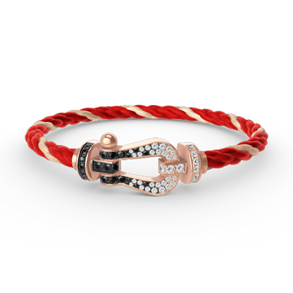 [Loran]FORCE LARGE HORSESHOE BLACK & WHITE DIAMOND BRACELET - ROSE GOLD