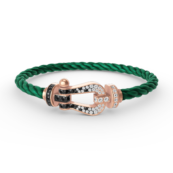 [Loran]FORCE LARGE HORSESHOE BLACK & WHITE DIAMOND BRACELET - ROSE GOLD