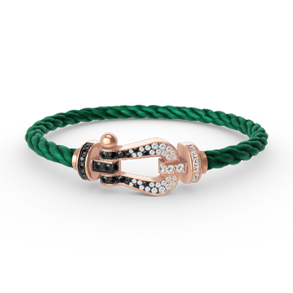 [Loran]FORCE LARGE HORSESHOE BLACK & WHITE DIAMOND BRACELET - ROSE GOLD