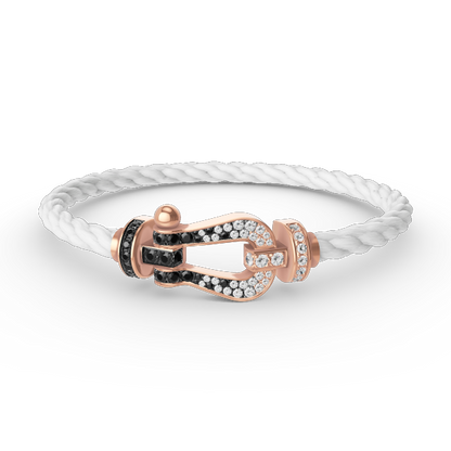 [Loran]FORCE LARGE HORSESHOE BLACK & WHITE DIAMOND BRACELET - ROSE GOLD