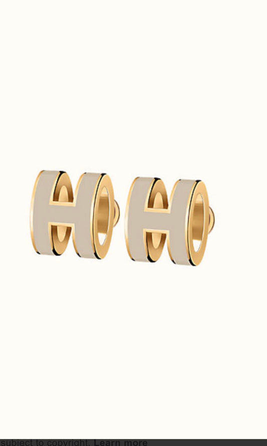[Loran]MINI POP H GOLD EARRINGS GREY