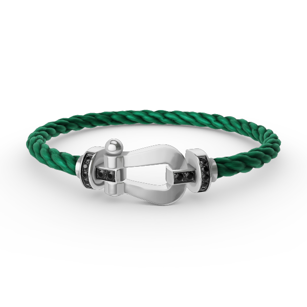 [Loran]FORCE LARGE HORSESHOE BLACK DIAMOND BRACELET - WHITE GOLD