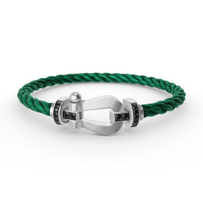 [Loran]FORCE LARGE HORSESHOE BLACK DIAMOND BRACELET - WHITE GOLD
