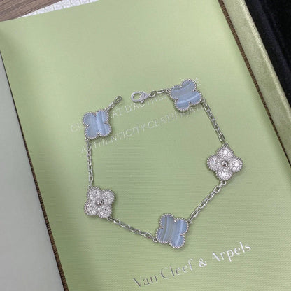 [Loran]LUCKY CLOVER 5-MOTIF BRACELET - PURPLE CHALCEDONY COLLECTION