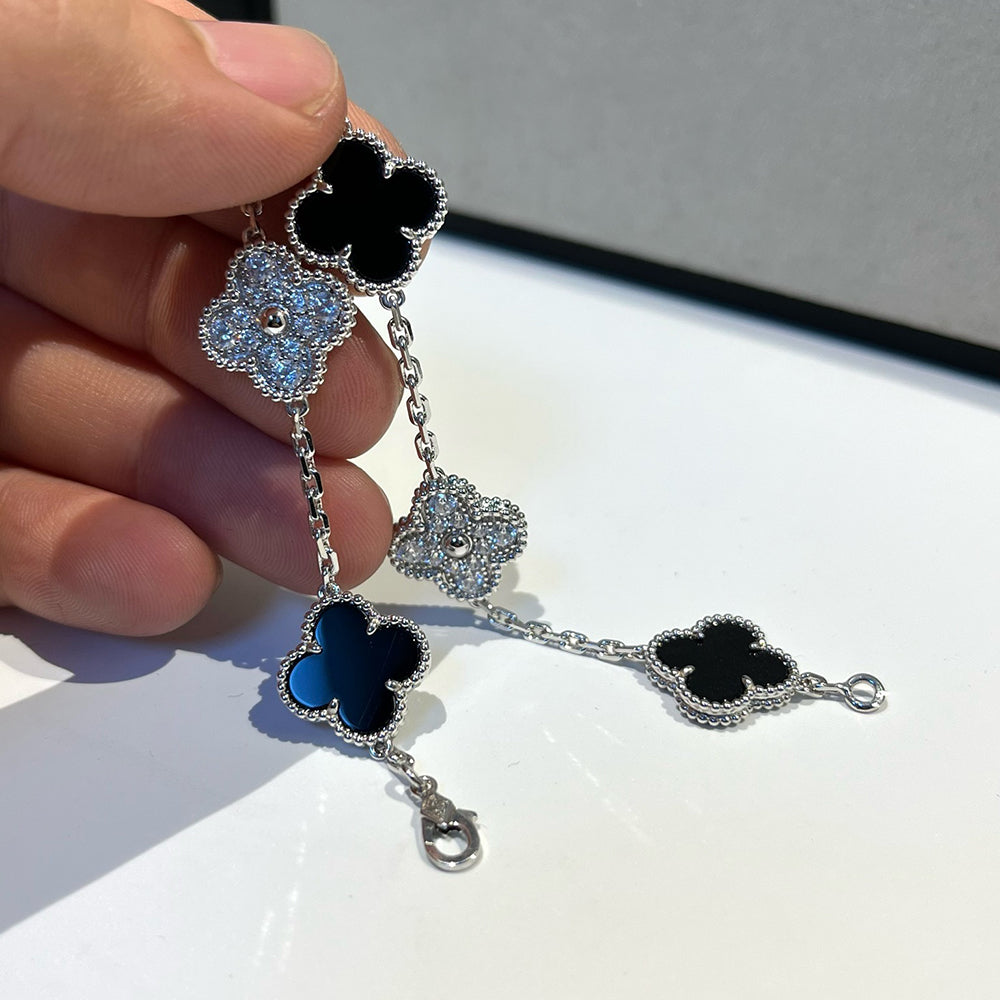 [Loran]LUCKY CLOVER 5-MOTIF BRACELET - BLACK OXNY COLLECTION