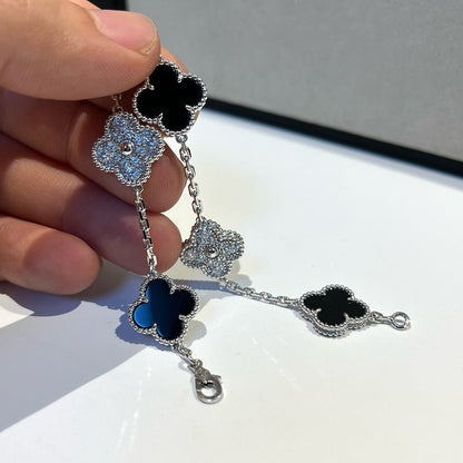 [Loran]LUCKY CLOVER 5-MOTIF BRACELET - BLACK OXNY COLLECTION