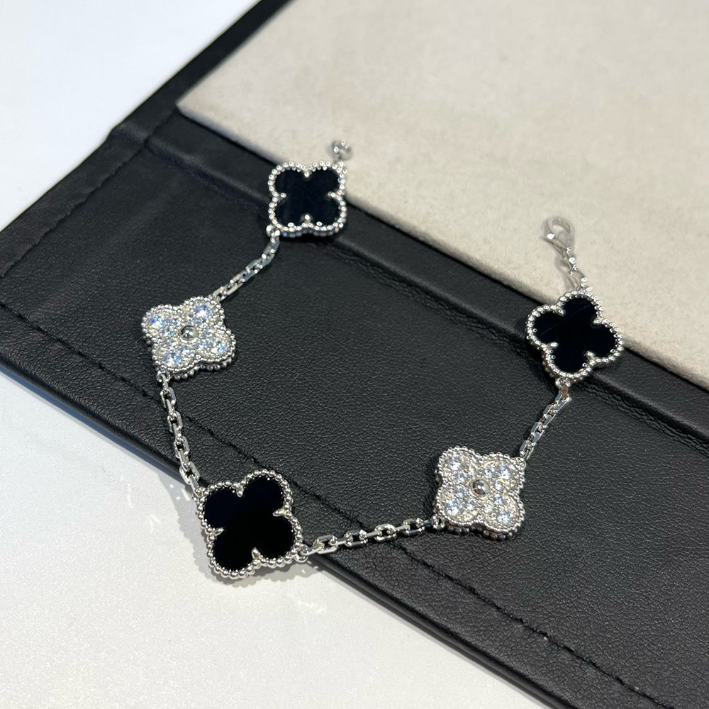 [Loran]LUCKY CLOVER 5-MOTIF BRACELET - BLACK OXNY COLLECTION