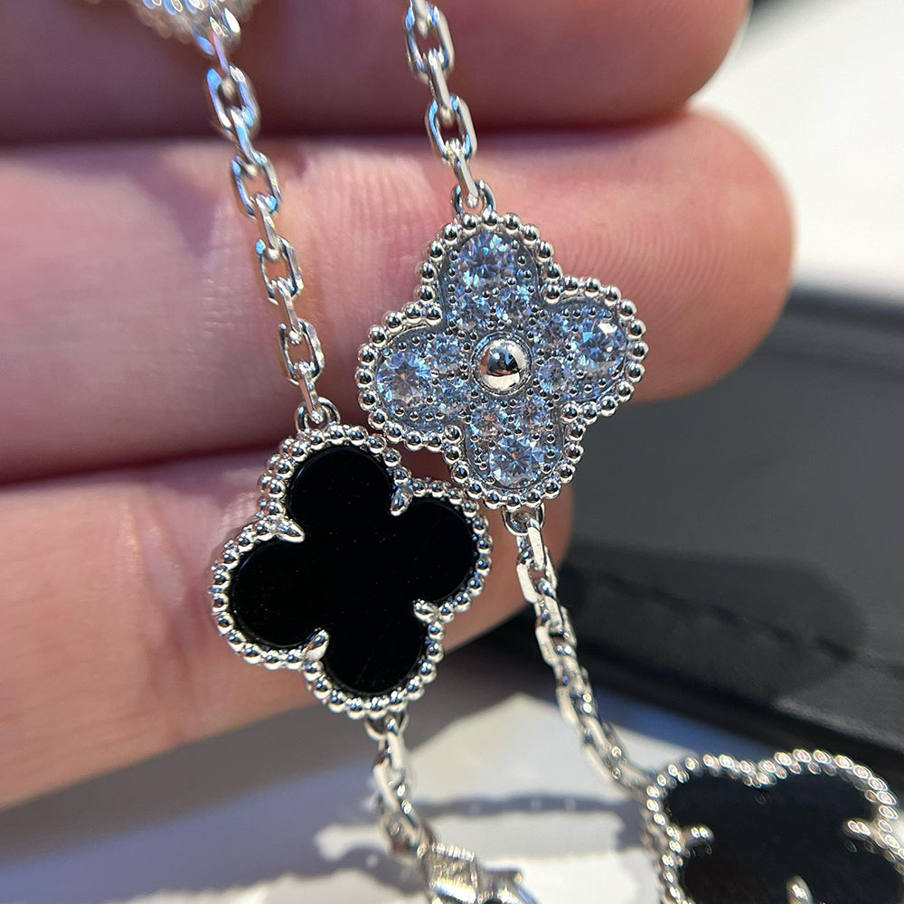 [Loran]LUCKY CLOVER 5-MOTIF BRACELET - BLACK OXNY COLLECTION