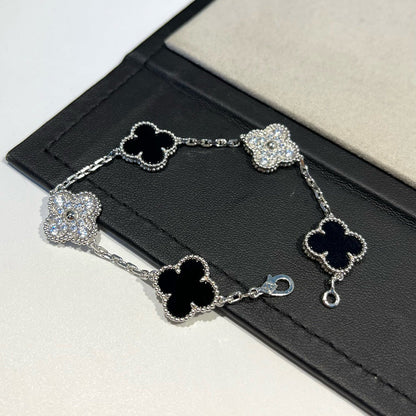 [Loran]LUCKY CLOVER 5-MOTIF BRACELET - BLACK OXNY COLLECTION