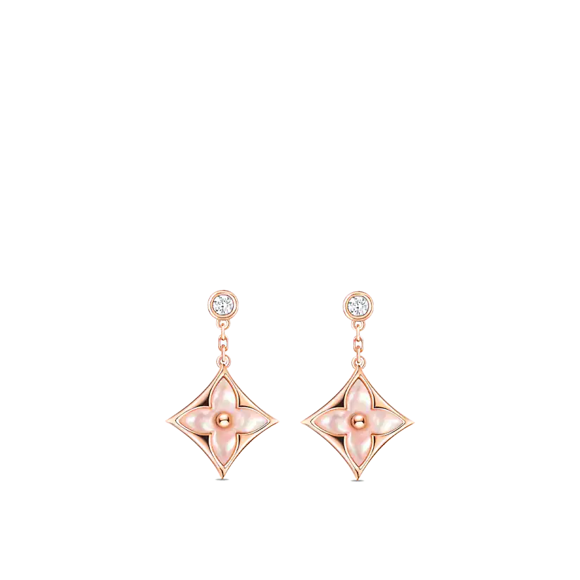[Loran]DOUBLE STAR ROSE GOLD MOP DROP EARRINGS