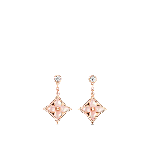 [Loran]DOUBLE STAR ROSE GOLD MOP DROP EARRINGS