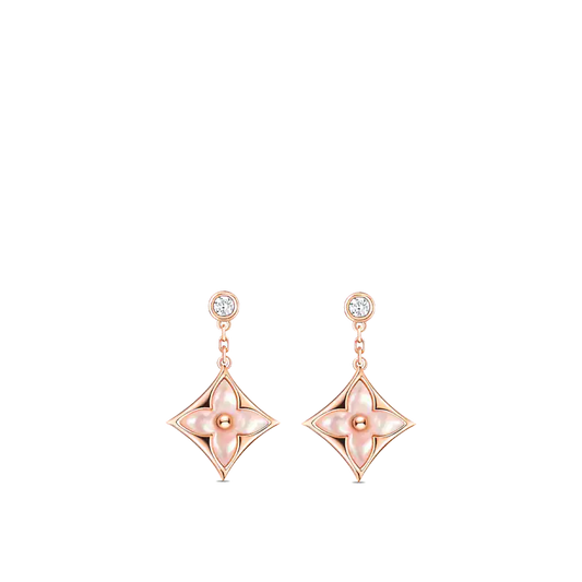 [Loran]DOUBLE STAR ROSE GOLD MOP DROP EARRINGS
