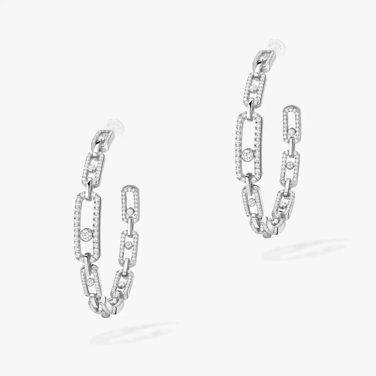 [Loran]MOVE LINK KINETIC DIAMOND HOOP EARRINGS