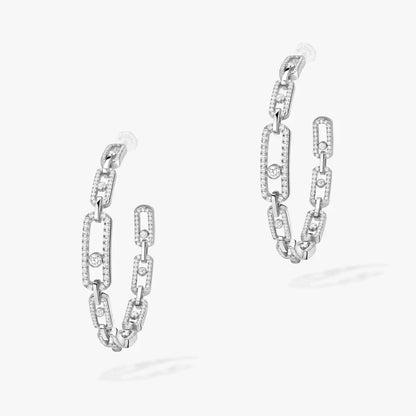 [Loran]MOVE LINK KINETIC DIAMOND HOOP EARRINGS