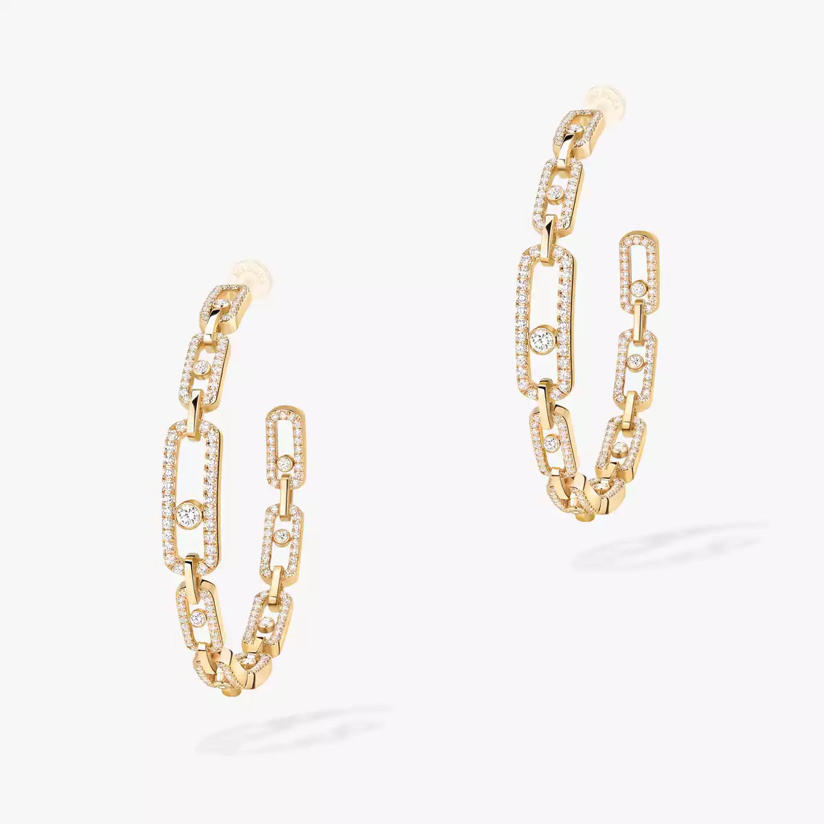 [Loran]MOVE LINK KINETIC DIAMOND HOOP EARRINGS
