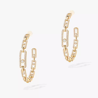 [Loran]MOVE LINK KINETIC DIAMOND HOOP EARRINGS
