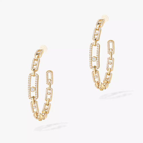 [Loran]MOVE LINK KINETIC DIAMOND HOOP EARRINGS