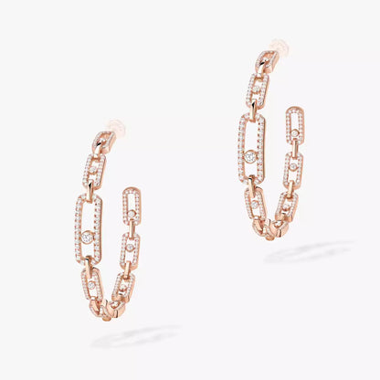 [Loran]MOVE LINK KINETIC DIAMOND HOOP EARRINGS