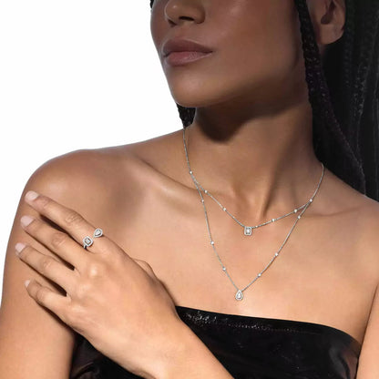 [Loran]OPEN SUGAR CUBE & TEARDROP PAVÉ DIAMOND RING