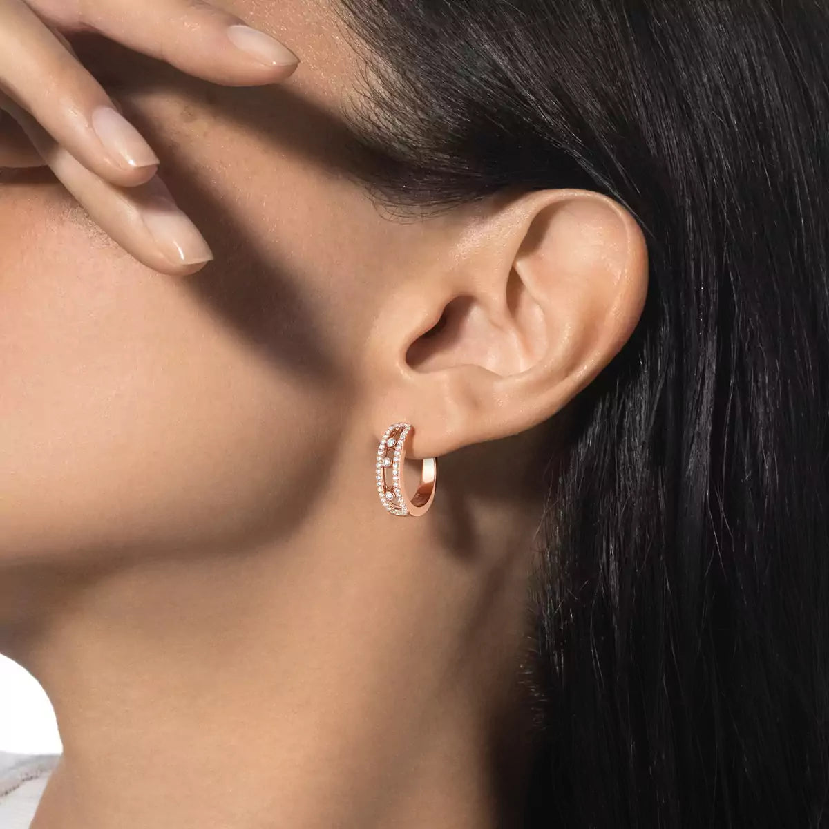 [Loran]MOVE PAVÉ DIAMOND HOOP EARRINGS