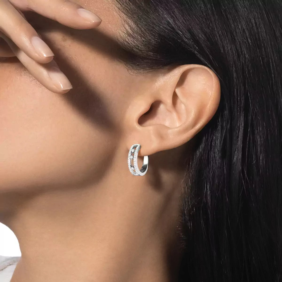 [Loran]MOVE PAVÉ DIAMOND HOOP EARRINGS