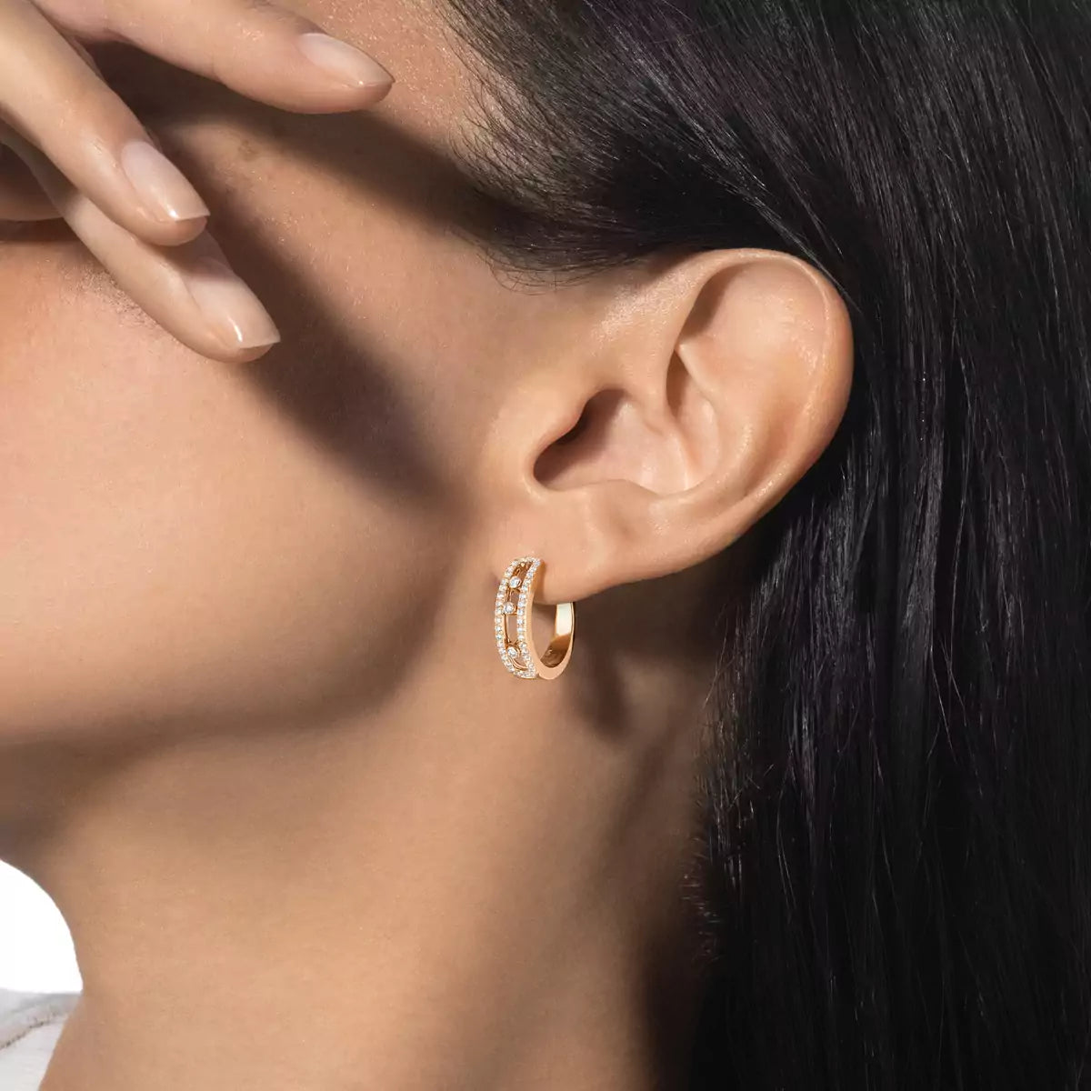[Loran]MOVE PAVÉ DIAMOND HOOP EARRINGS