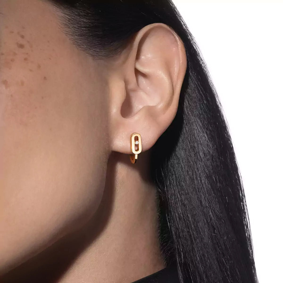 [Loran]MOVE CLASSIQUE MINI DIAMOND HOOP EARRINGS