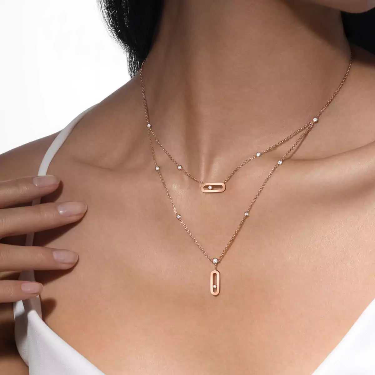 [Loran]MOVE UNO DOUBLE-PENDANT NECKLACE