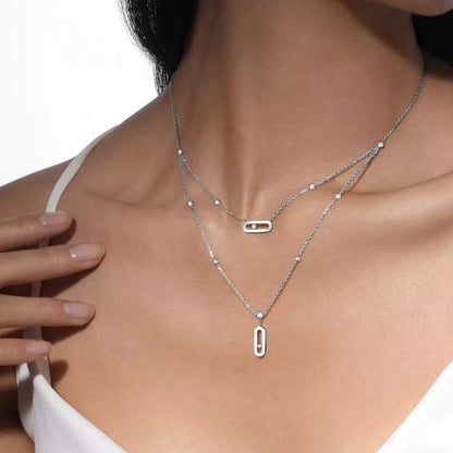 [Loran]MOVE UNO DOUBLE-PENDANT NECKLACE
