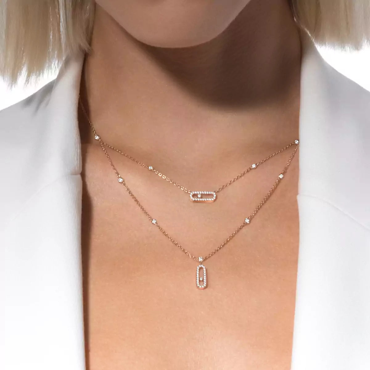 [Loran]MOVE UNO 2-ROW PAVÉ NECKLACE