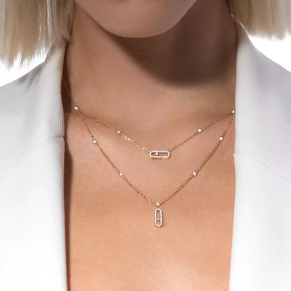[Loran]MOVE UNO 2-ROW PAVÉ NECKLACE