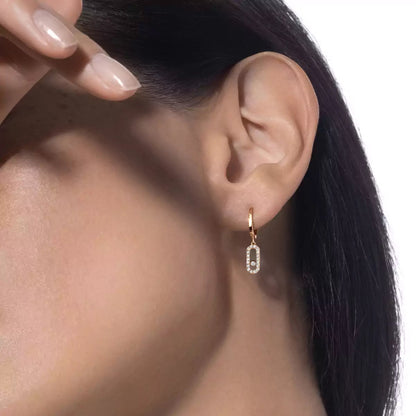 [Loran]MOVE UNO SINGLE DIAMOND HOOP EARRINGS