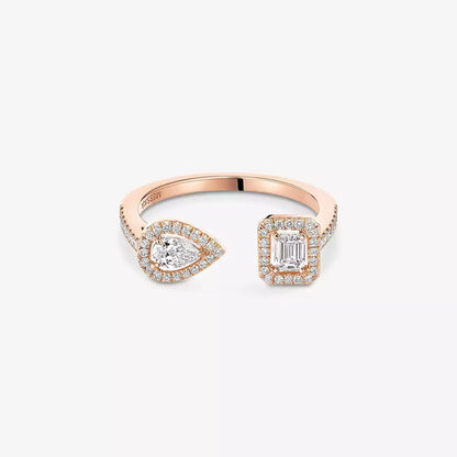 [Loran]OPEN SUGAR CUBE & TEARDROP PAVÉ DIAMOND RING
