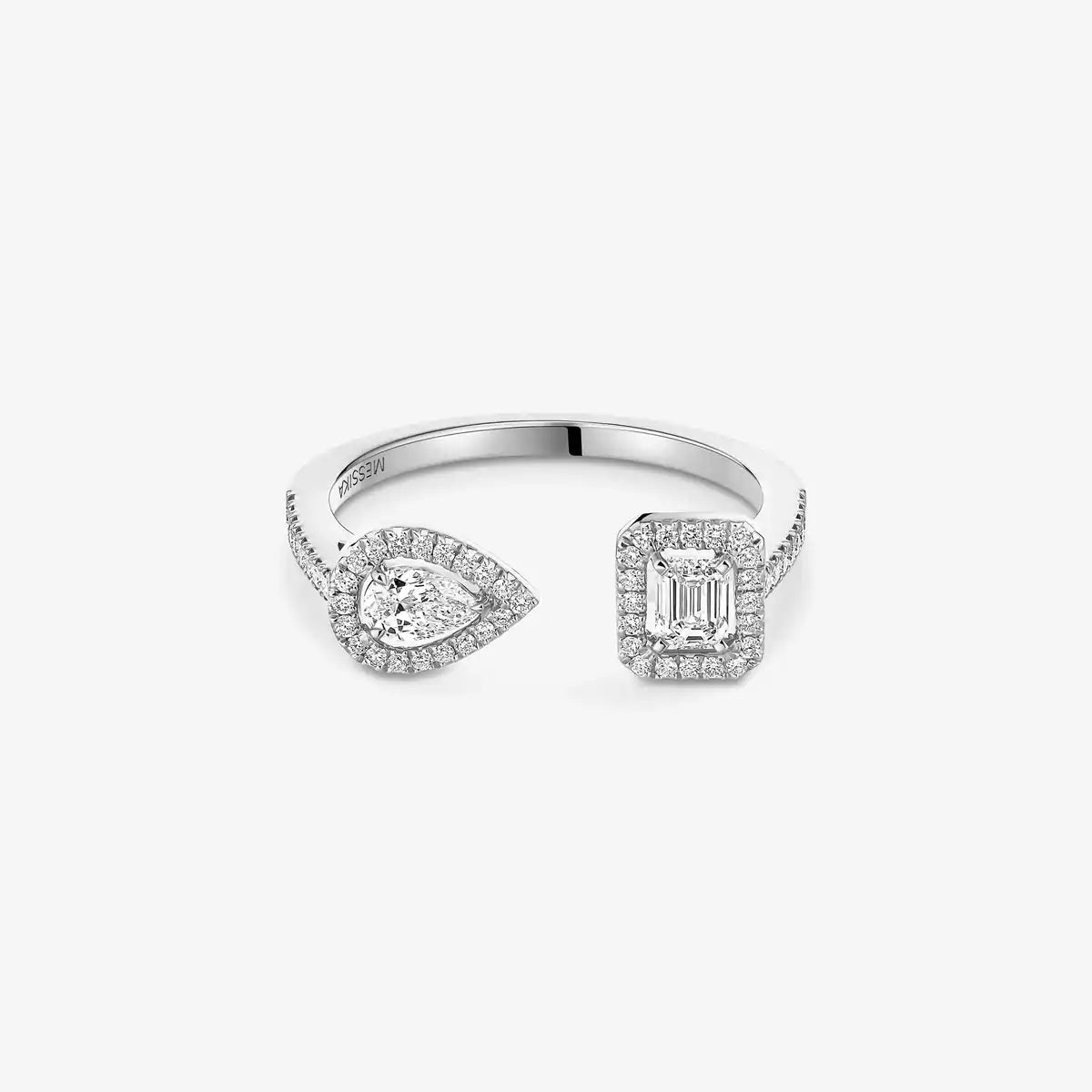 [Loran]OPEN SUGAR CUBE & TEARDROP PAVÉ DIAMOND RING