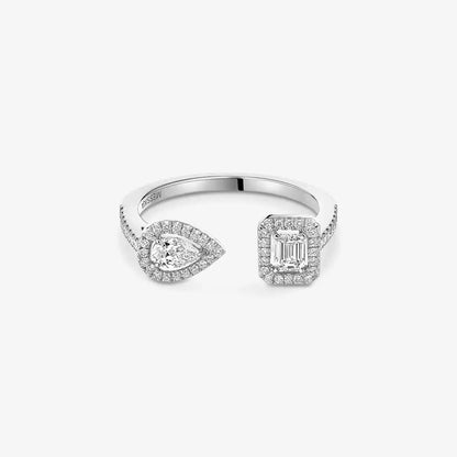 [Loran]OPEN SUGAR CUBE & TEARDROP PAVÉ DIAMOND RING