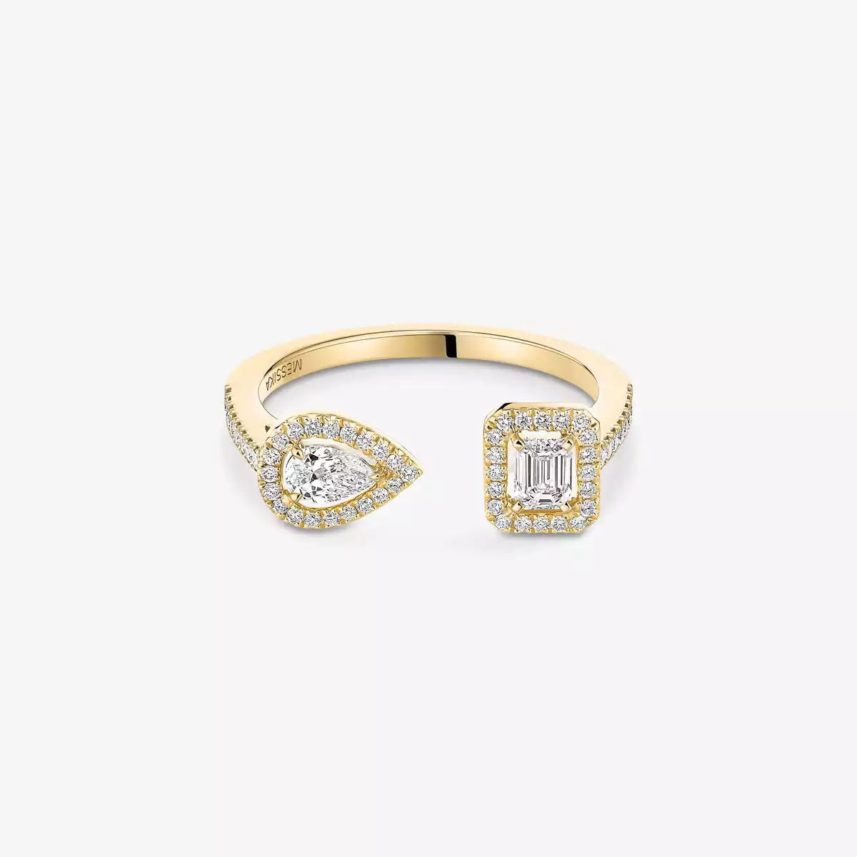 [Loran]OPEN SUGAR CUBE & TEARDROP PAVÉ DIAMOND RING